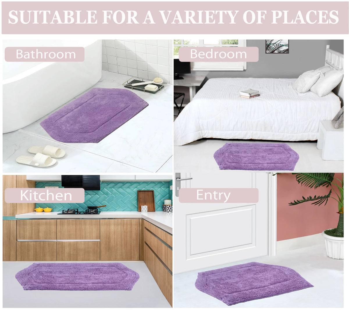 100% Cotton Tufted Non-Slip Bath Rug 2 Piece Set E34493