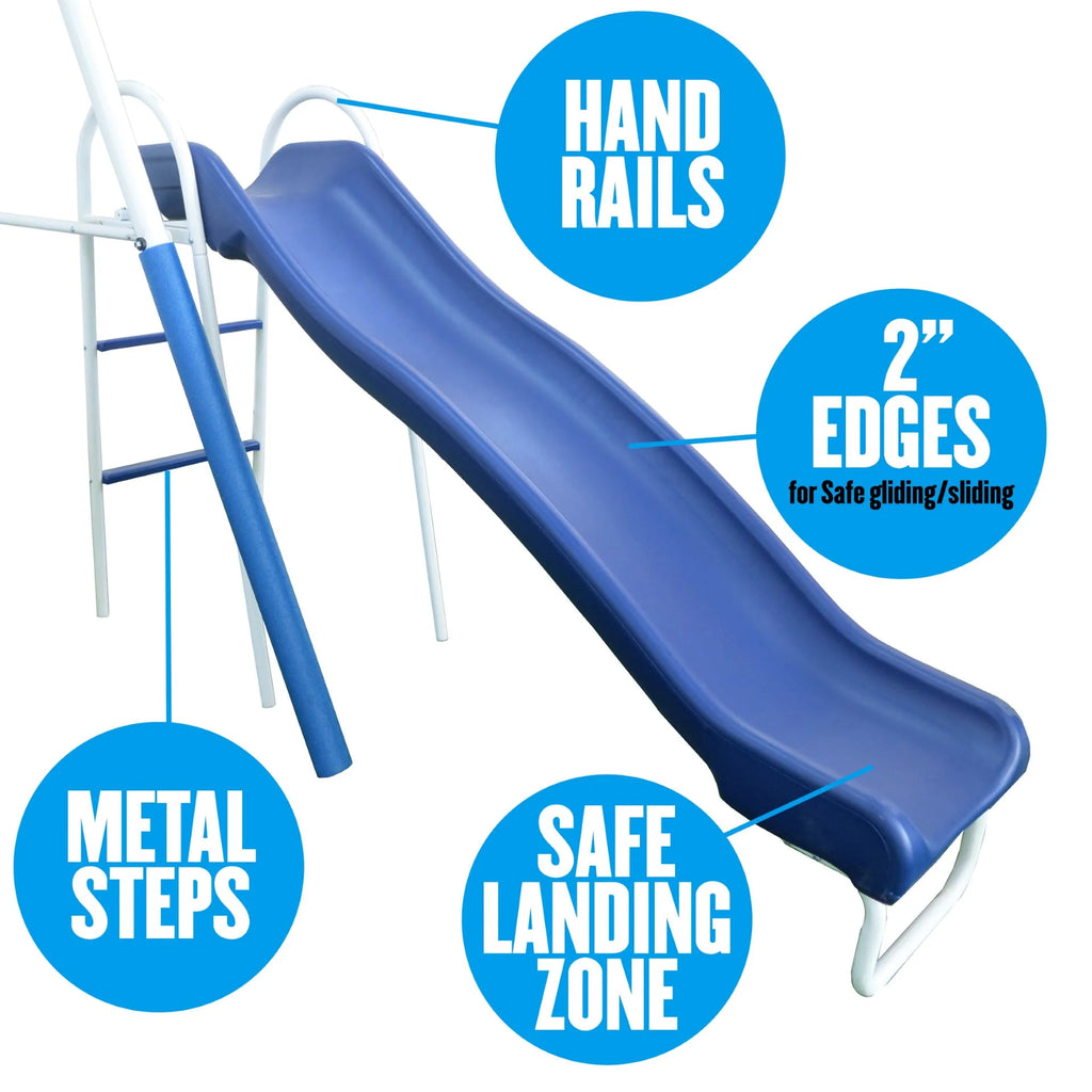 Metal Swing Set with 2 LED Swing Seats, Disc Swing, & Wave Slide Z7081