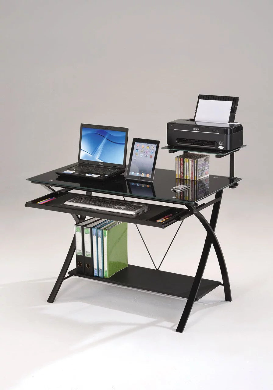 Black Glass Computer Desk W34173