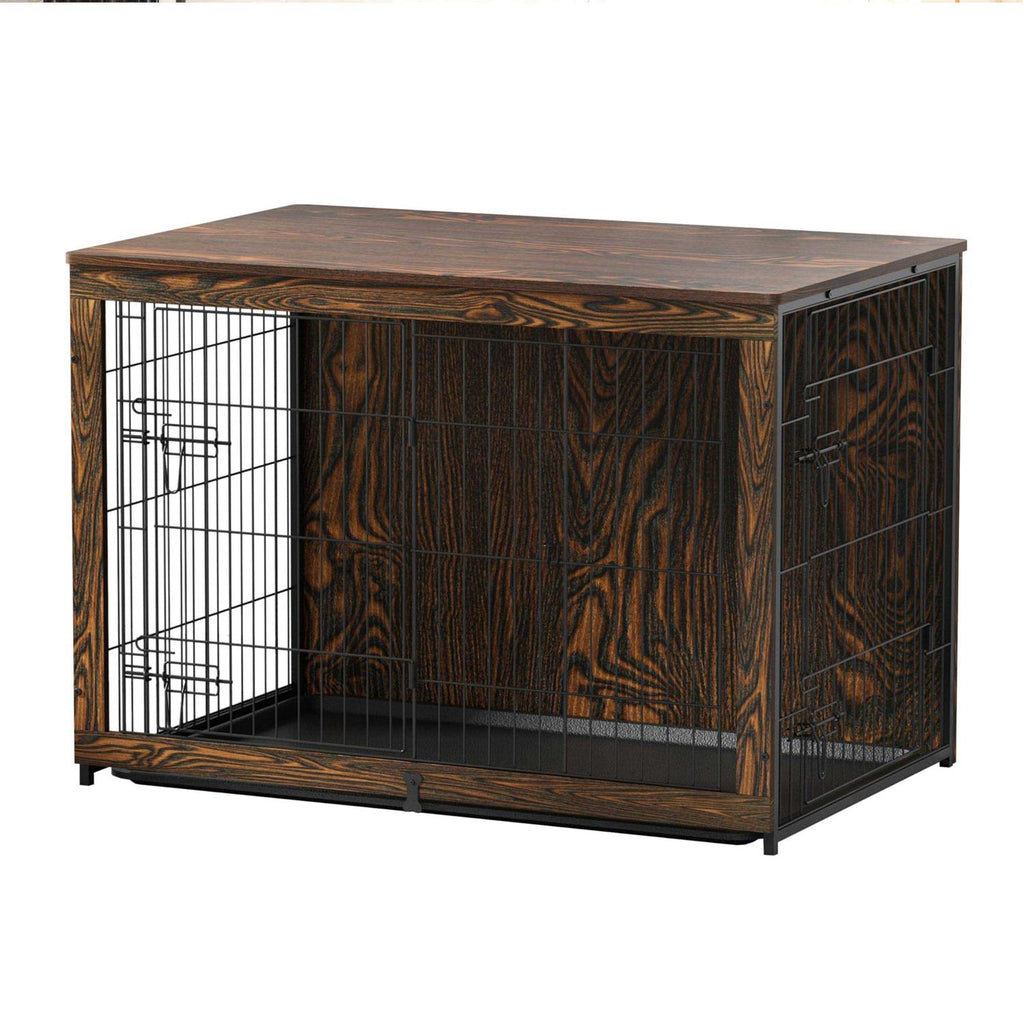 Wooden Dog Crate Furniture with Cushion and Tray L83355