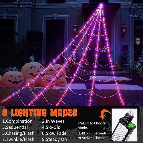 Halloween Spider Web Lights Decoration with Large Spider & Stretch Cobweb N4936