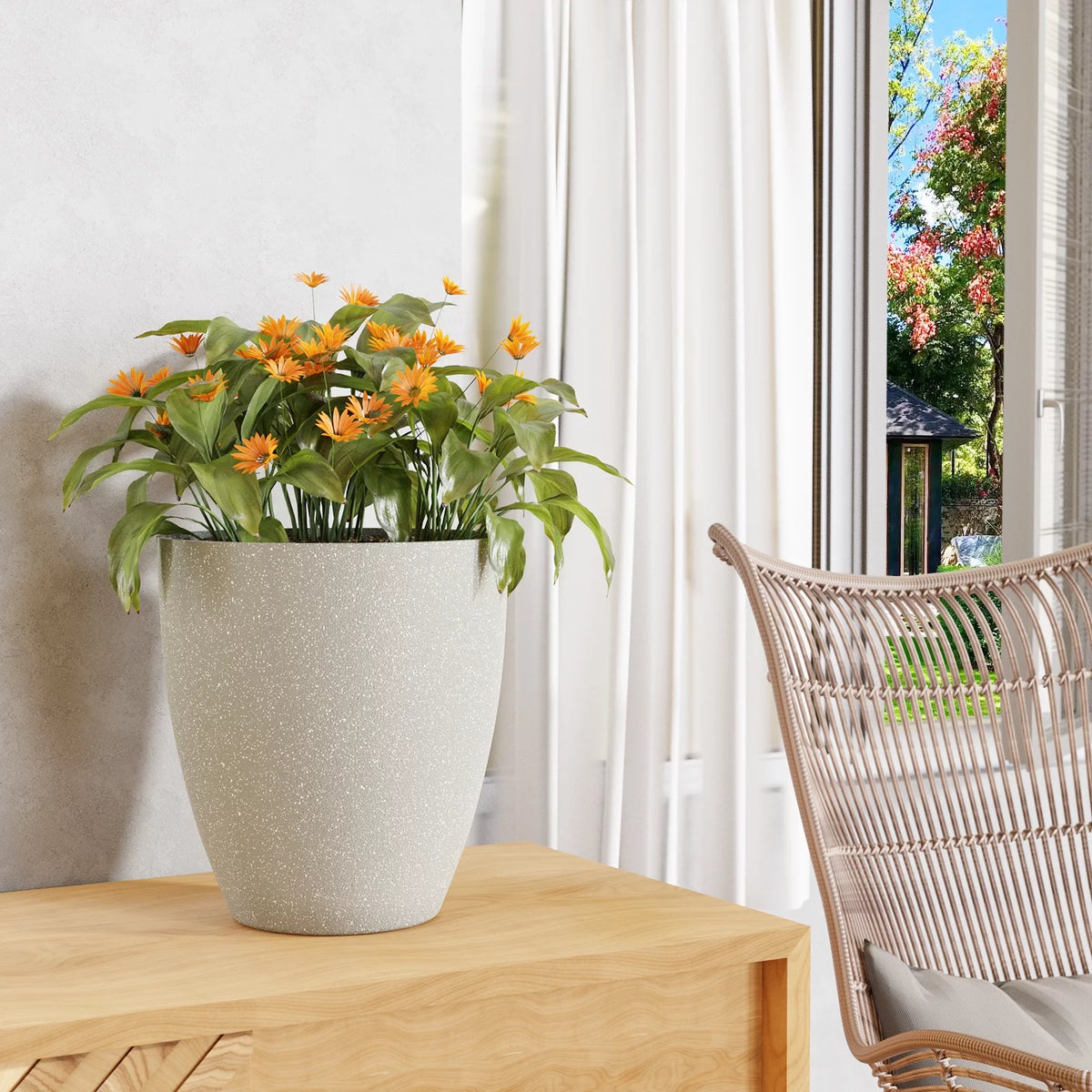 10 Inch Plant Pots Set of 2 with Drainage Hole Y820683