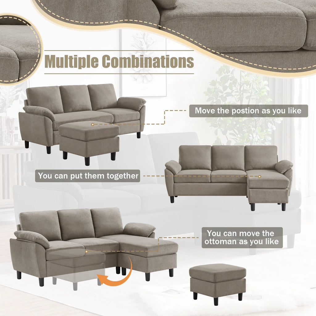 Modern Fabric L-Shaped Sectional Sofa with Chaise K56156