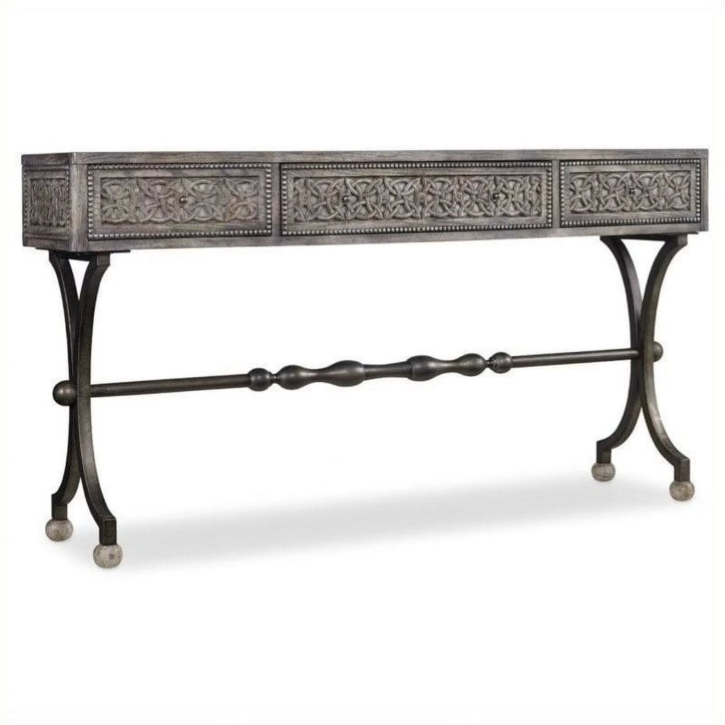 3 Drawer Wood & Metal Console Table J943