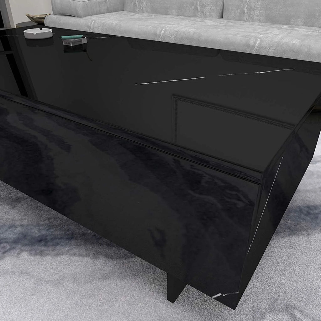42.5" High Gloss Black Marble Coffee Table E585