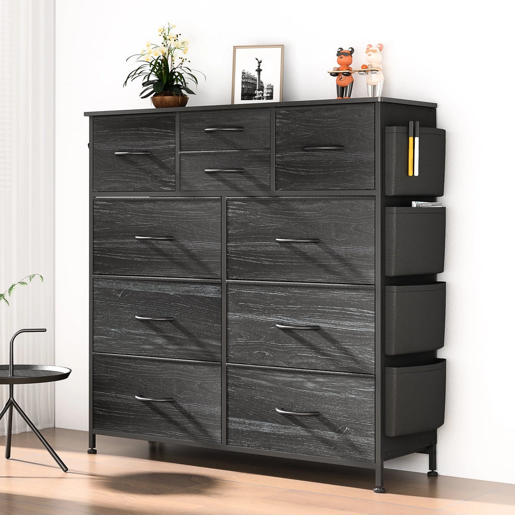 Brown 10 Drawer Fabric Dresser O899824