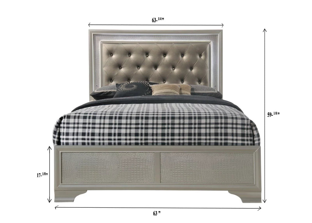 Queen Size Upholstered Panel Bed Chest Nightstand Set H2736