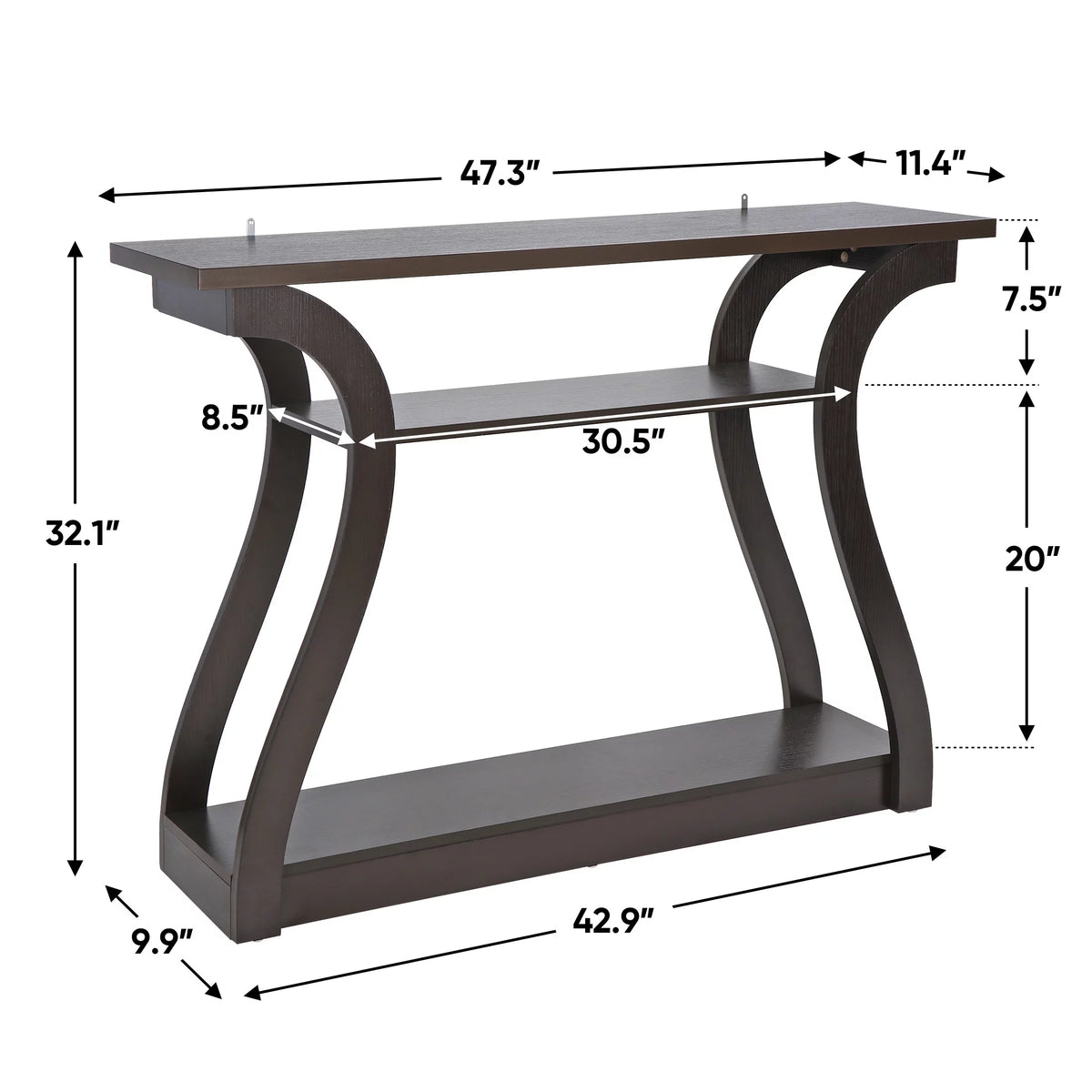 Brown Narrow Console Sofa Table X461661
