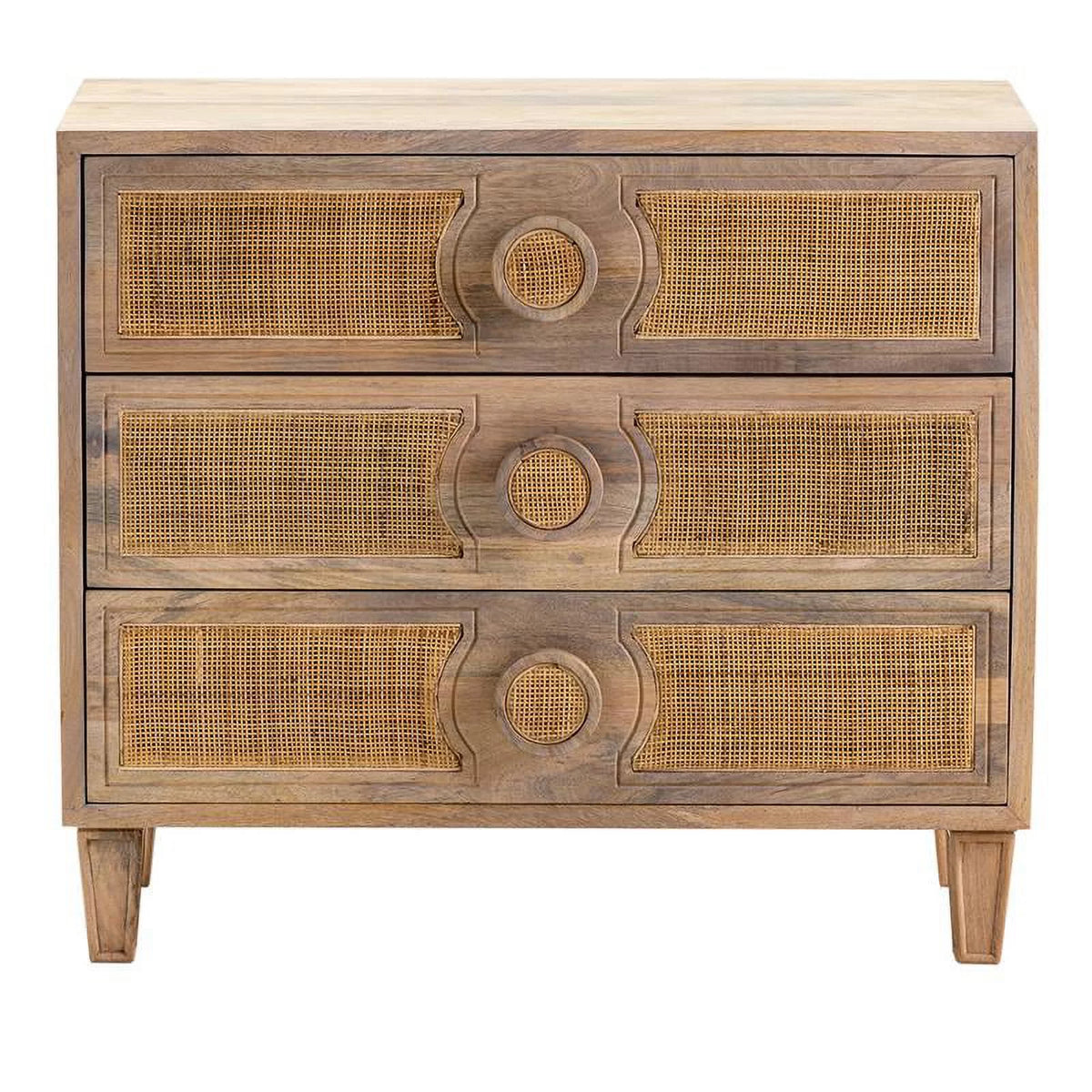 Brown Wood 3 Drawer Chest V5464