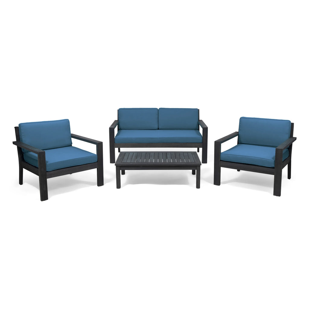 4 Seater Acacia Wood Chat Set with Cushions A207