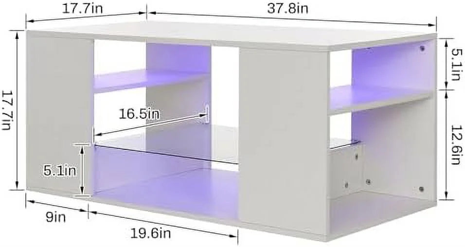 LED Coffee Table with 3 Tiers High Gloss White A876180