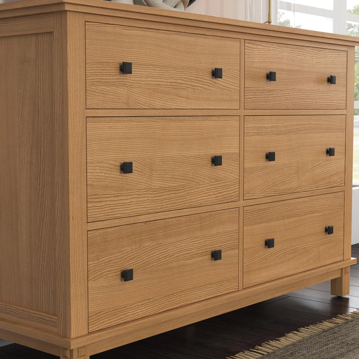 Brown 6 Drawer Wood Dresser Q9664