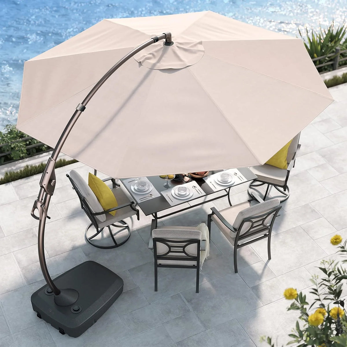 11-Ft Outdoor Patio Umbrella with Base Y72667
