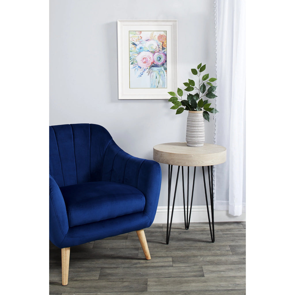 20" x 24" Brown Wood Accent Table with Black Metal Hairpin Legs Z76037