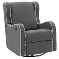 Gray Fabric Upholstered Swivel Gliding Recliner A159