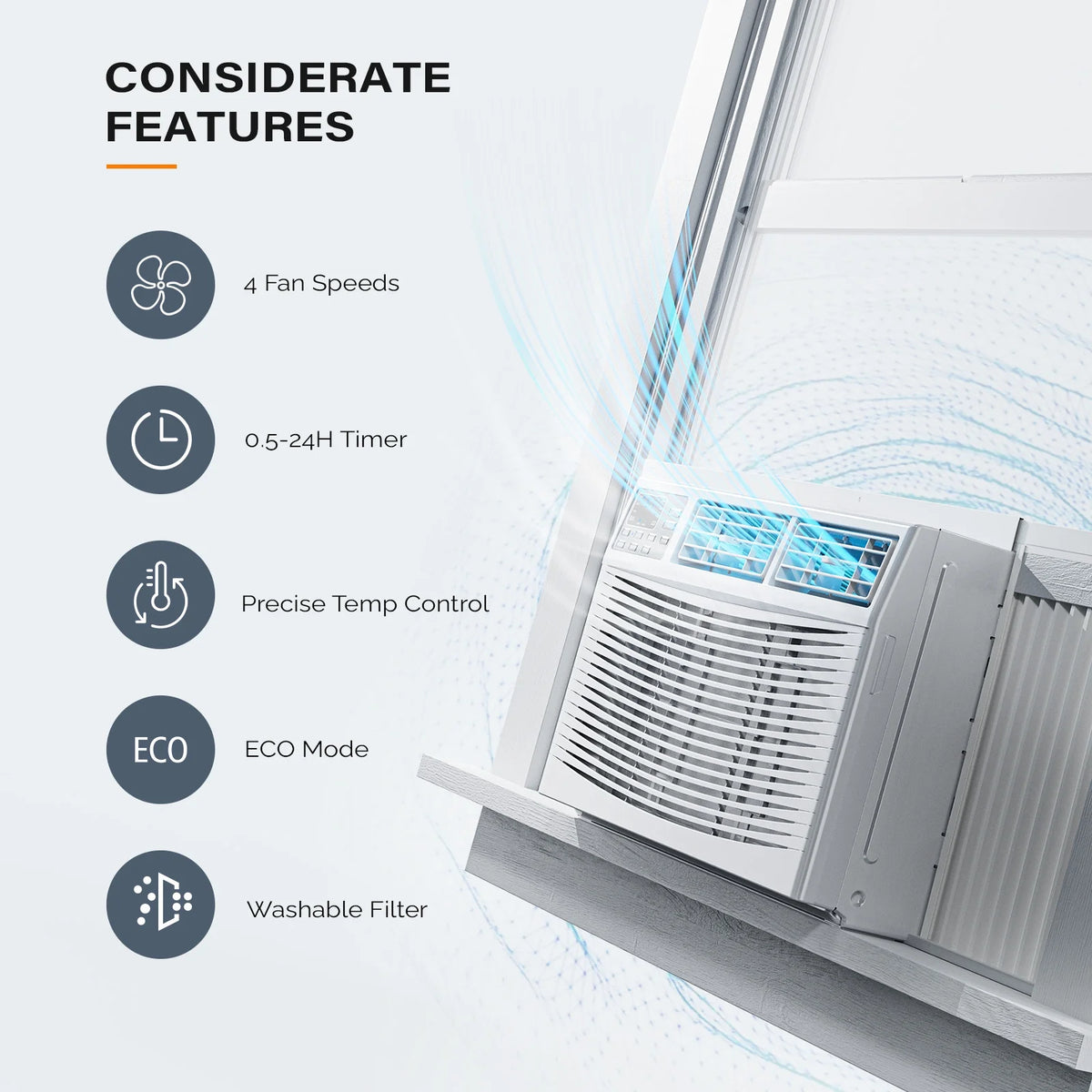 8000 BTU Window Air Conditioner with Heat U832383