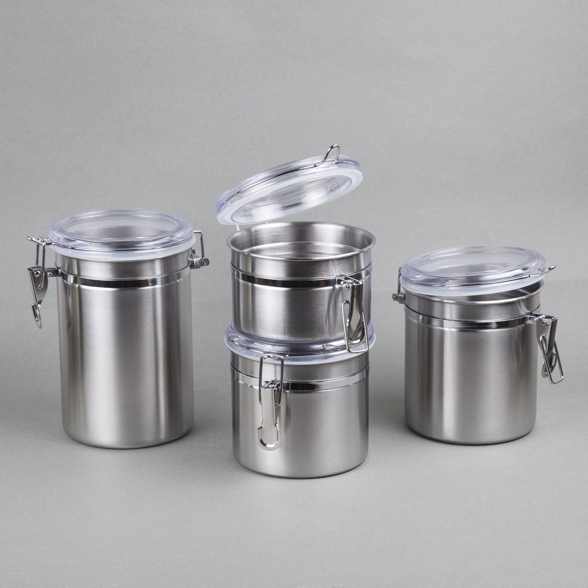 Set of 4 Stainless Steel Canister Set with Air Tight Lid U9185