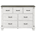 7 Drawer Wood Dresser Distressed Gray and White T72258