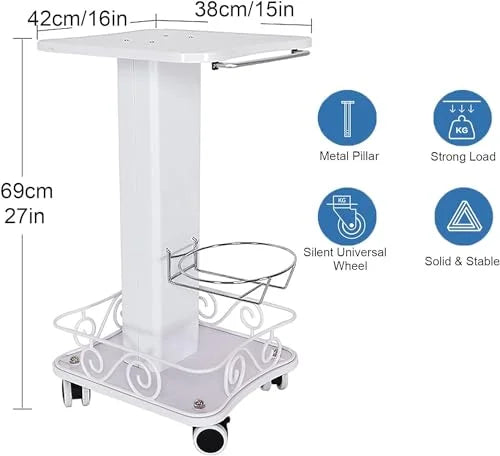 White Rolling Trolley Cart with Wheels and Storage Z90411