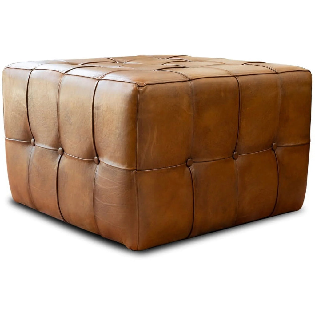 Tan Brown Leather Ottoman K2929