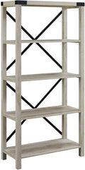 64 Inch Sable Grey Metal X-Back Bookshelf V2458
