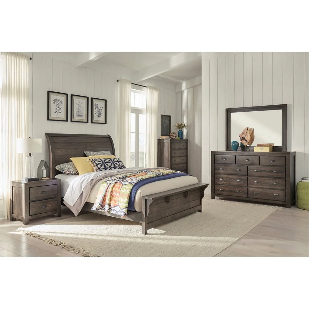 Saddle Brown Wood Drawer Dresser & Mirror T451333