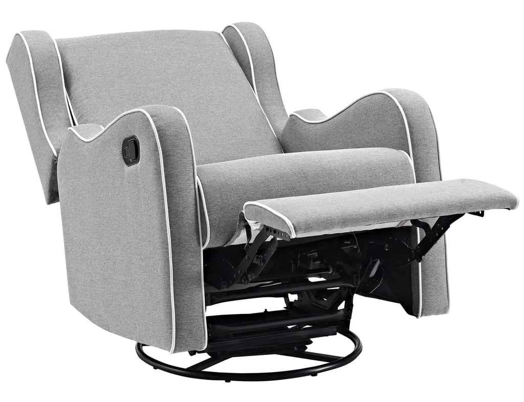 Gray Fabric Upholstered Swivel Gliding Recliner A159