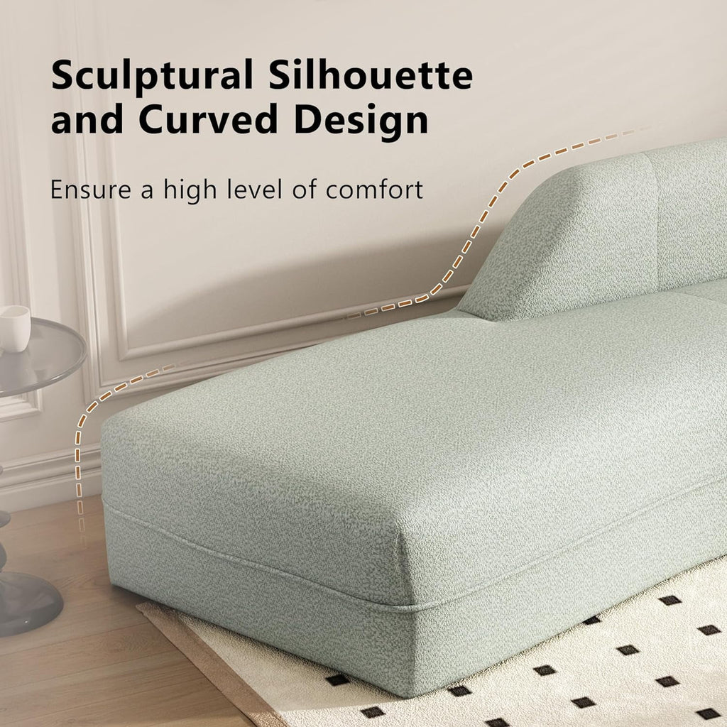 109.4" Green Boucle Curved Sofa K73368