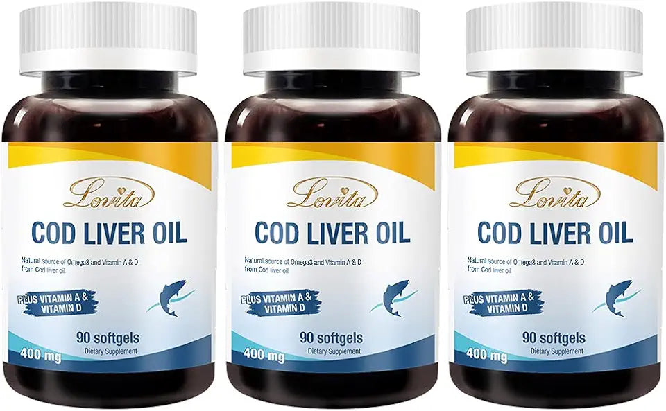 Norwegian Cod Liver Oil DHA & EPA with Vitamin A & D 90 Softgels Pack of 3 T797