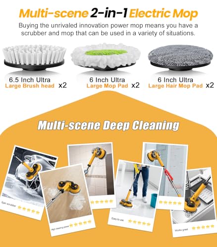 6000mAh Cordless Electric Mop with LED Light & Water Spray G628678