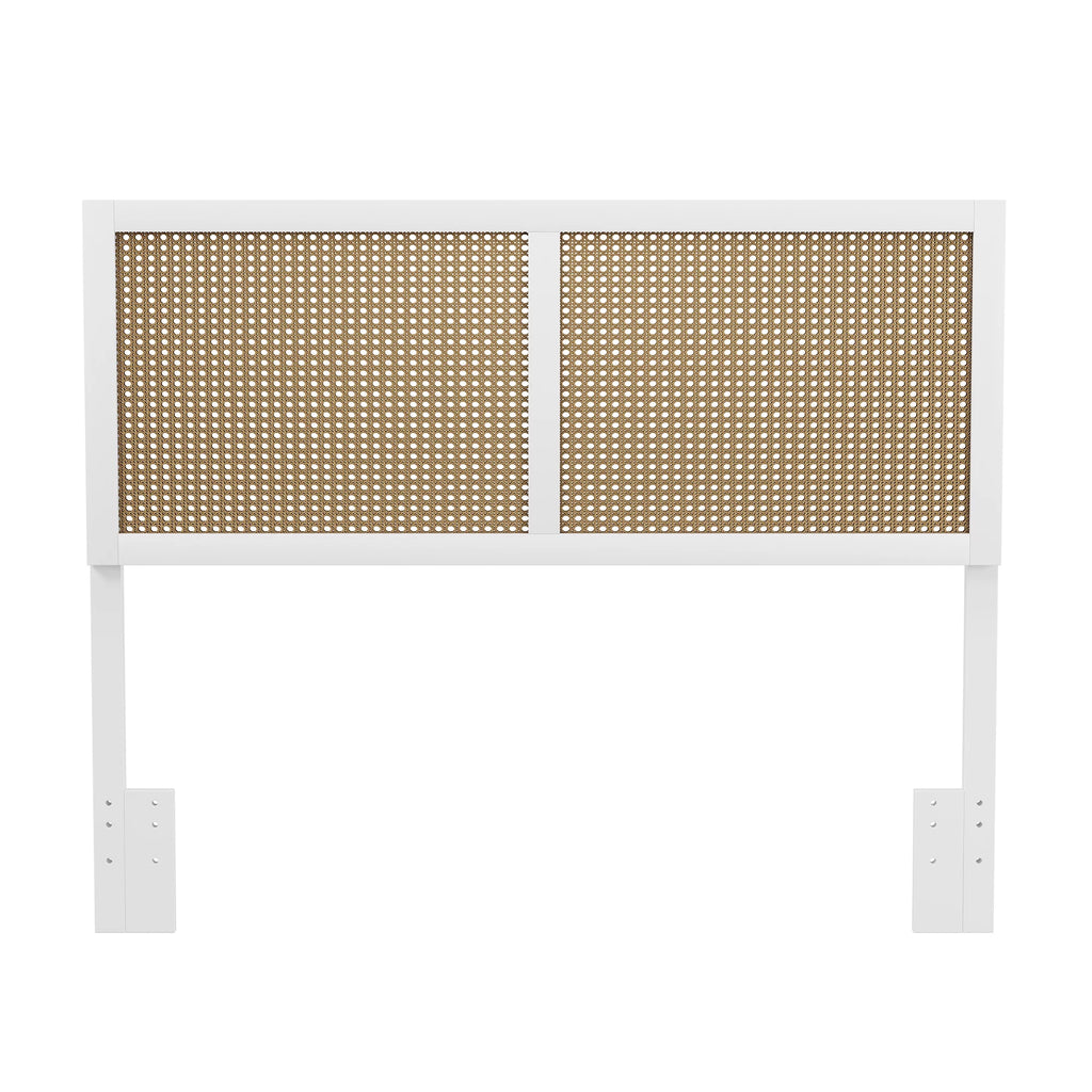 White Wood and Cane Panel Full/Queen Headboard F605