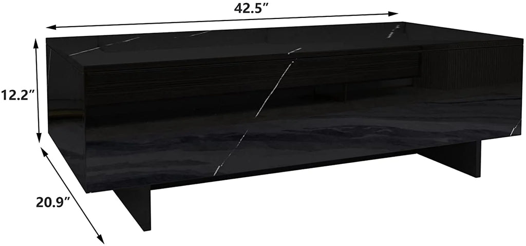42.5" High Gloss Black Marble Coffee Table E585