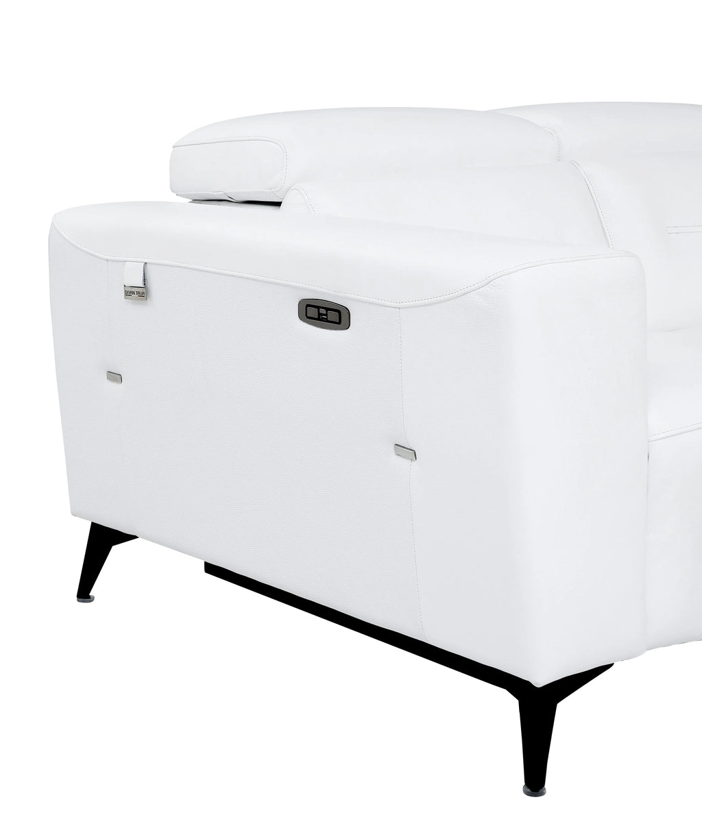 White Top Grain Italian Leather Power Recliner Loveseat X33718
