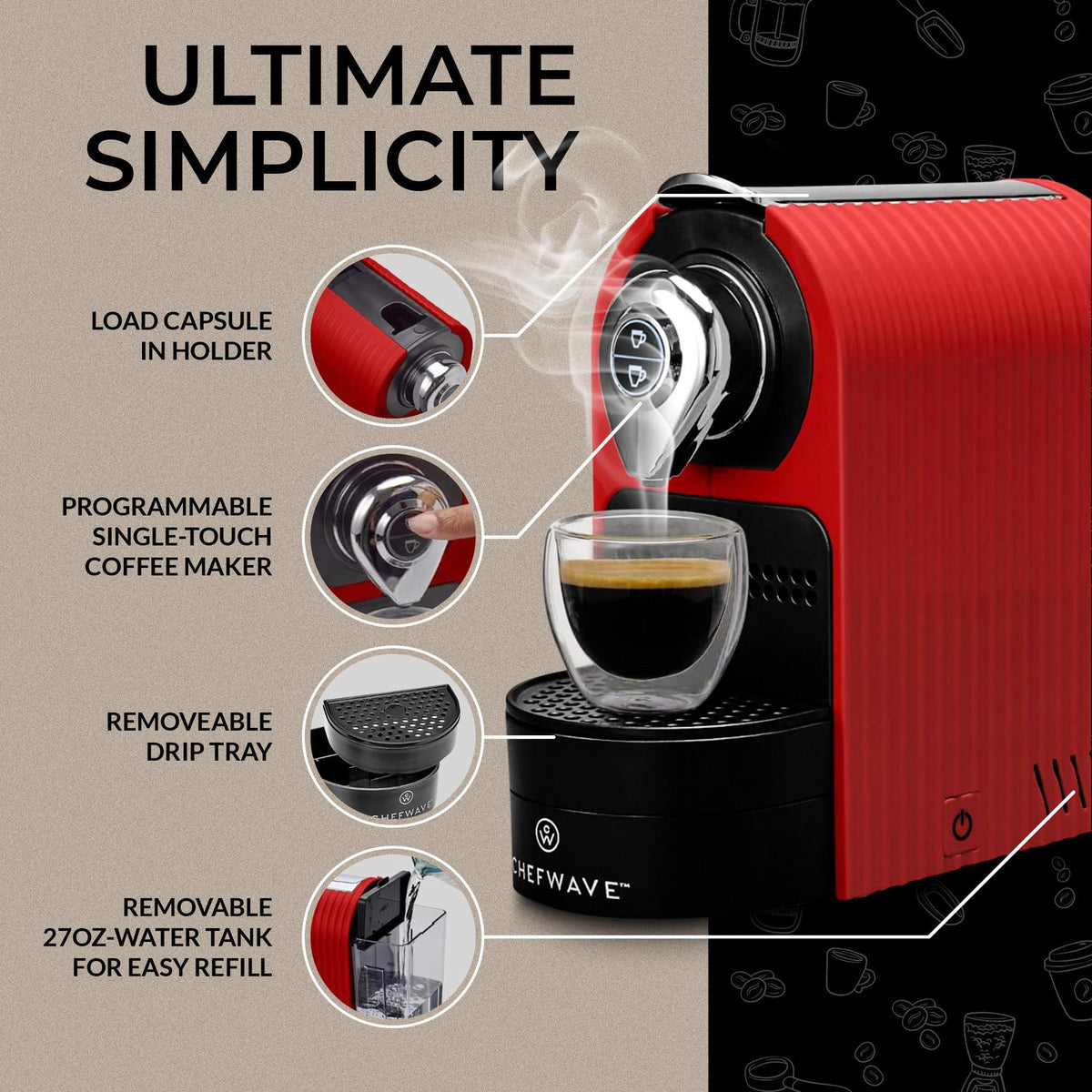Espresso Machine Capsule Holder and Cups Bundle I970162