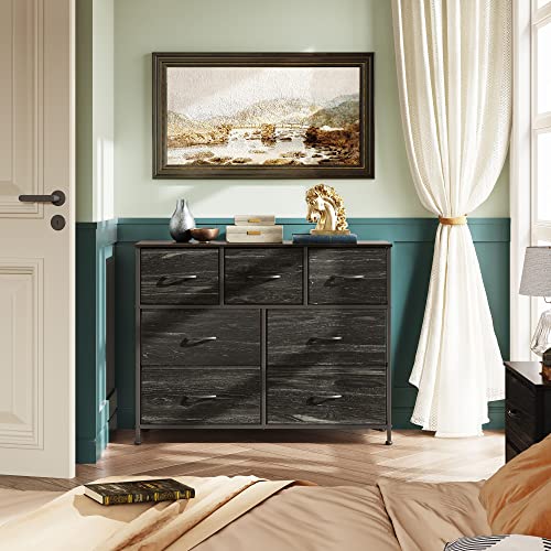 White 7 Drawer Fabric Dresser C4194