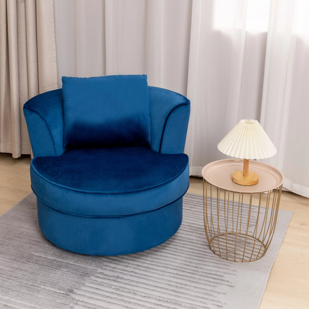 32" Wide Beige Swivel Barrel Chair Q8270