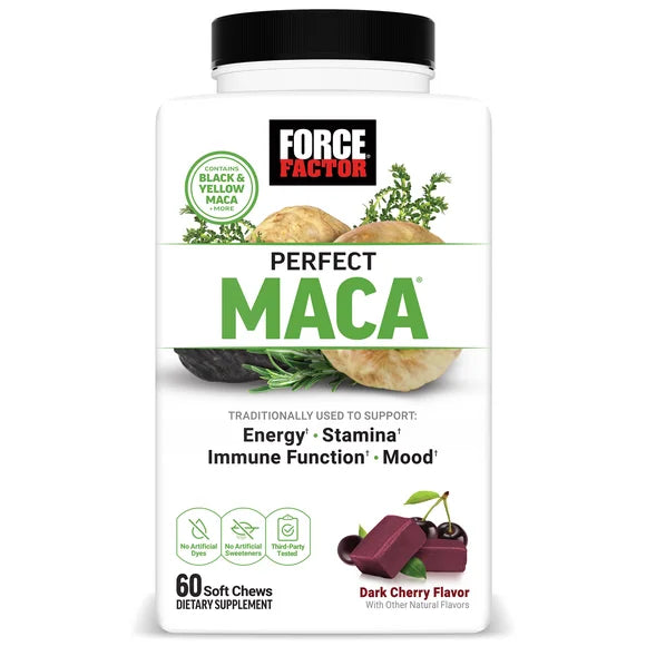 Maca Root Supplement with Saffron, Dark Cherry Flavor, 60 Soft Chews N23146