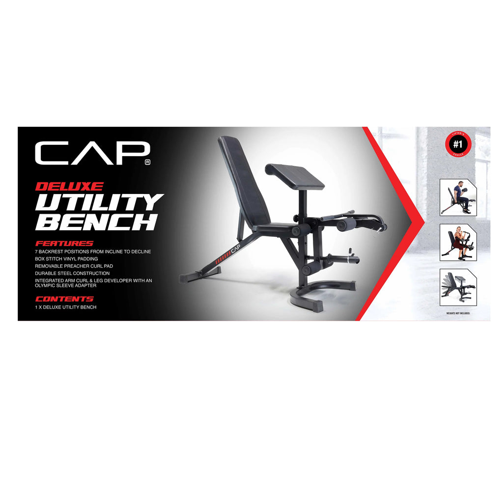 Adjustable Utility Weight Bench with Preacher Curl and Leg Press Attachment K272
