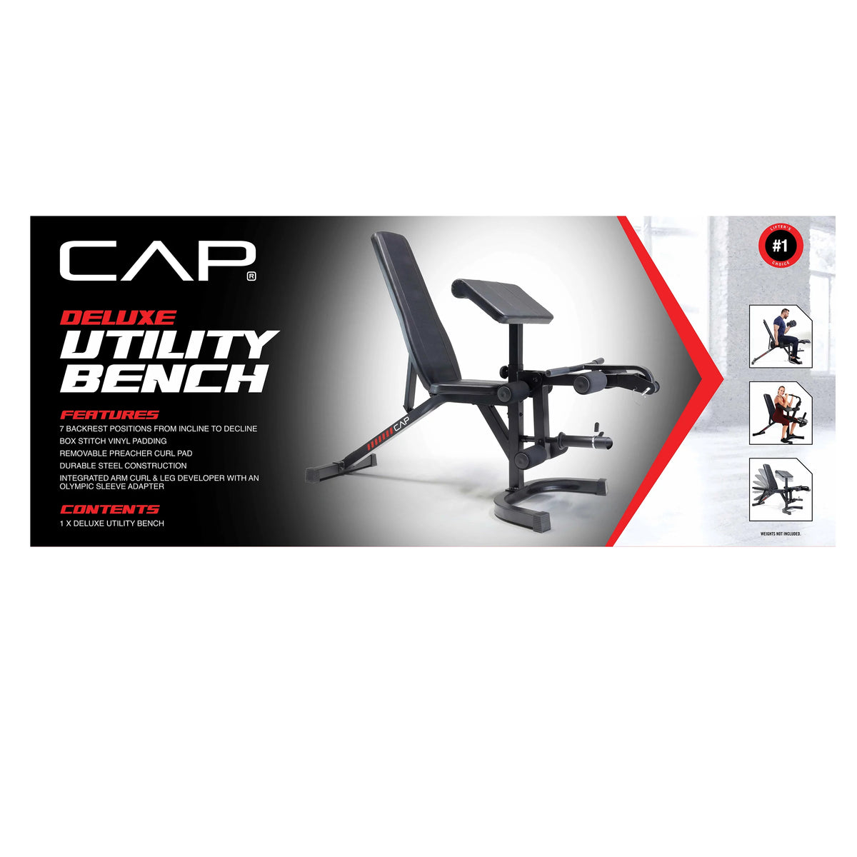 Adjustable Utility Weight Bench with Preacher Curl and Leg Press Attachment K272