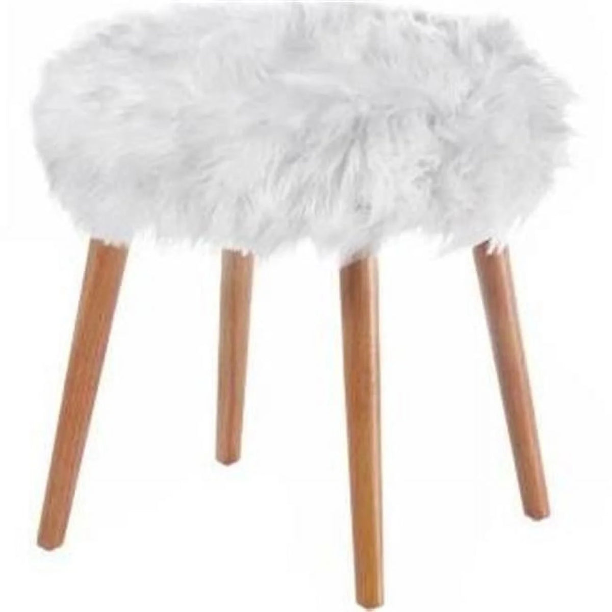White Faux Fur Foot Stool H799149