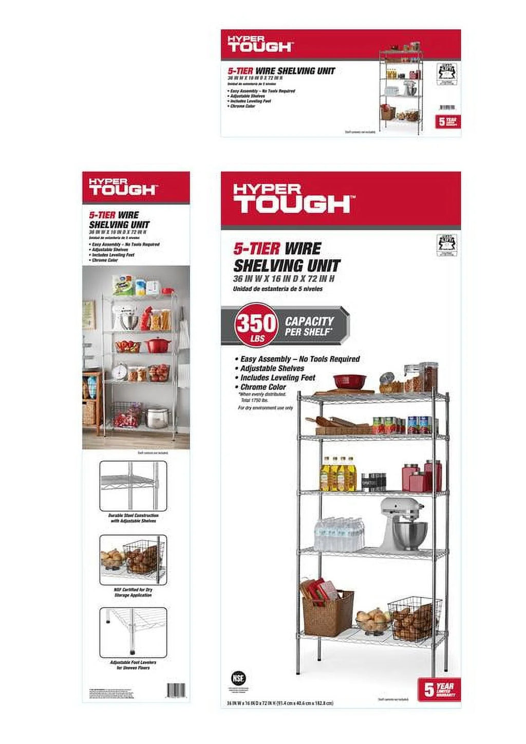Chrome Wire 5-Tier 1750lb Capacity E706320