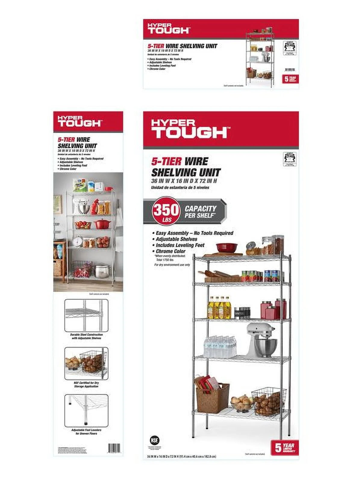 Chrome Wire 5-Tier 1750lb Capacity E706320