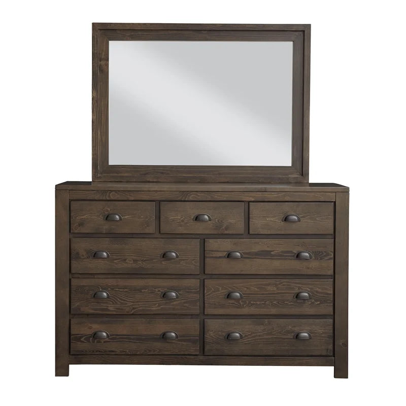 Saddle Brown Wood Drawer Dresser & Mirror T451333