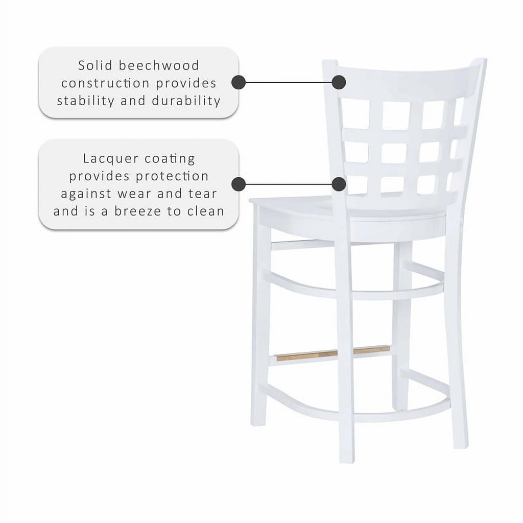 White Beech Wood Set of Two Counter Stools P732