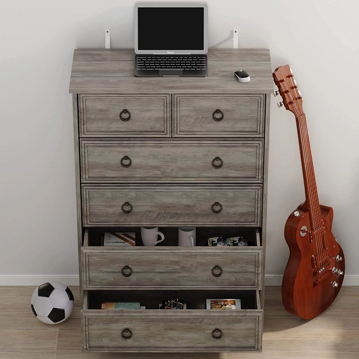 6 Drawer Wood Dresser Y887