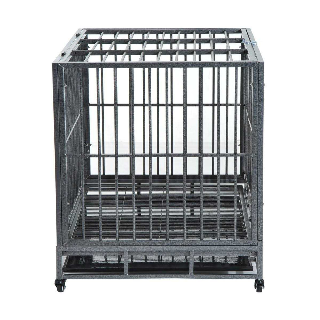 Heavy Duty Dog Crate Metal Cage Kennel with Lockable Wheels H135581