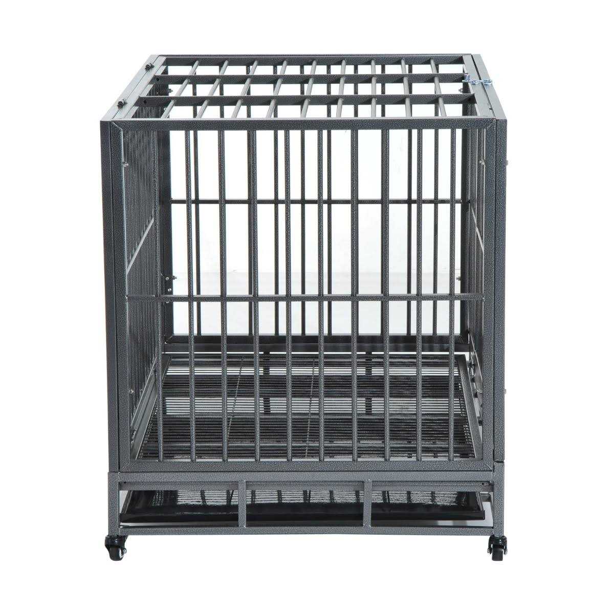 Heavy Duty Dog Crate Metal Cage Kennel with Lockable Wheels H135581