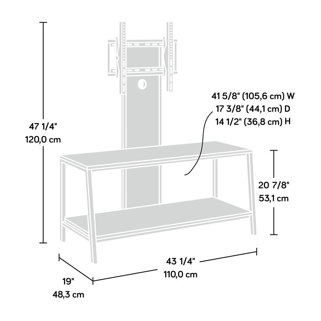 Wood & Metal 2-Shelf TV Stand with Mount Y7574