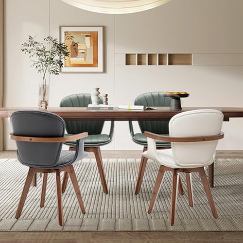 Set of 2 Gray Fabric Faux Leather Dining Chairs with Arms Y663
