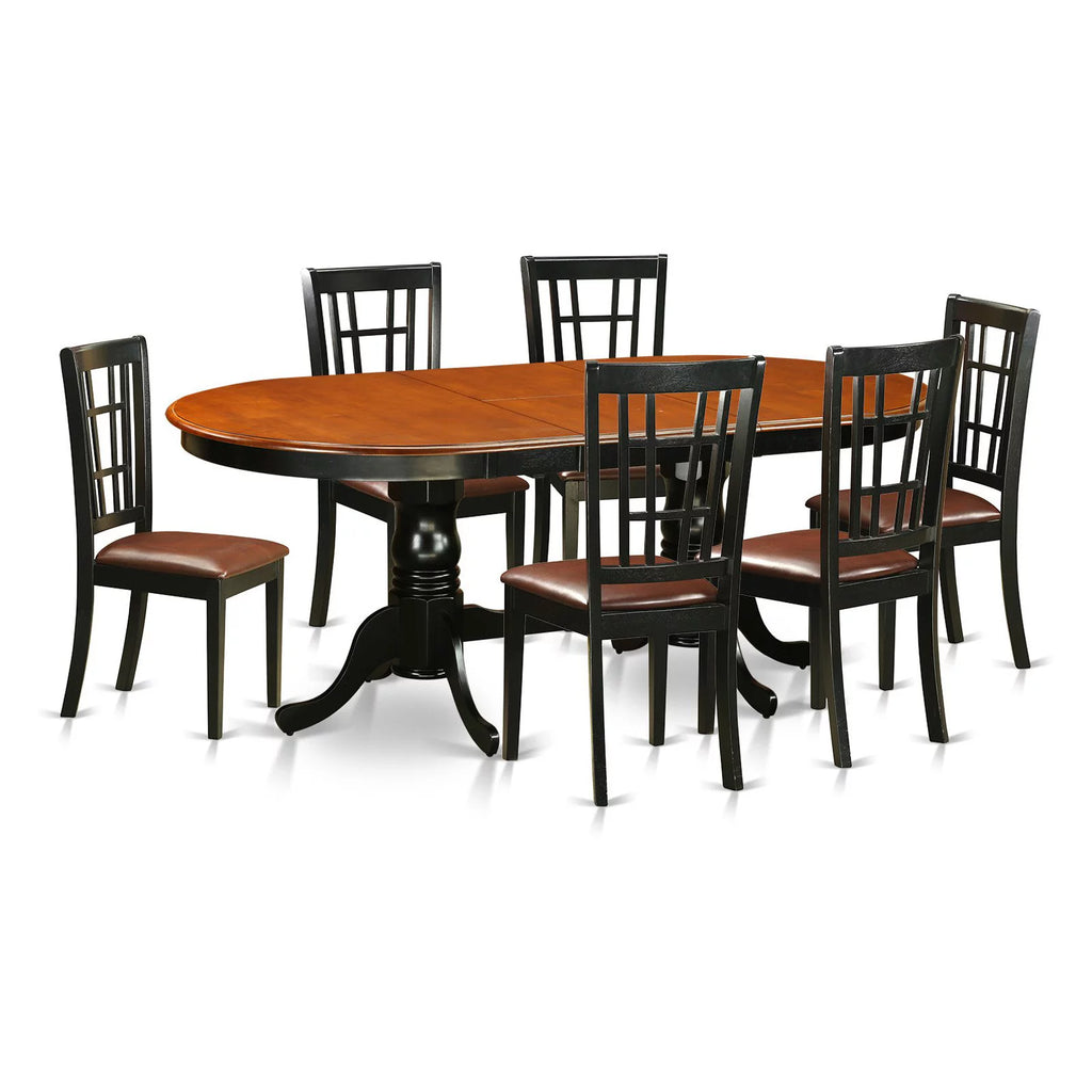 7 Pc Dining Table with 6 Wood Dining Chairs N657052